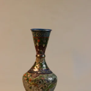 Vintage South Asian Brass and Enamel Bud Vase 20th Century